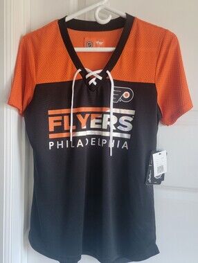 NWT Philadelphia Flyers G-III 4Her Lace-Up Jersey Tee - Medium